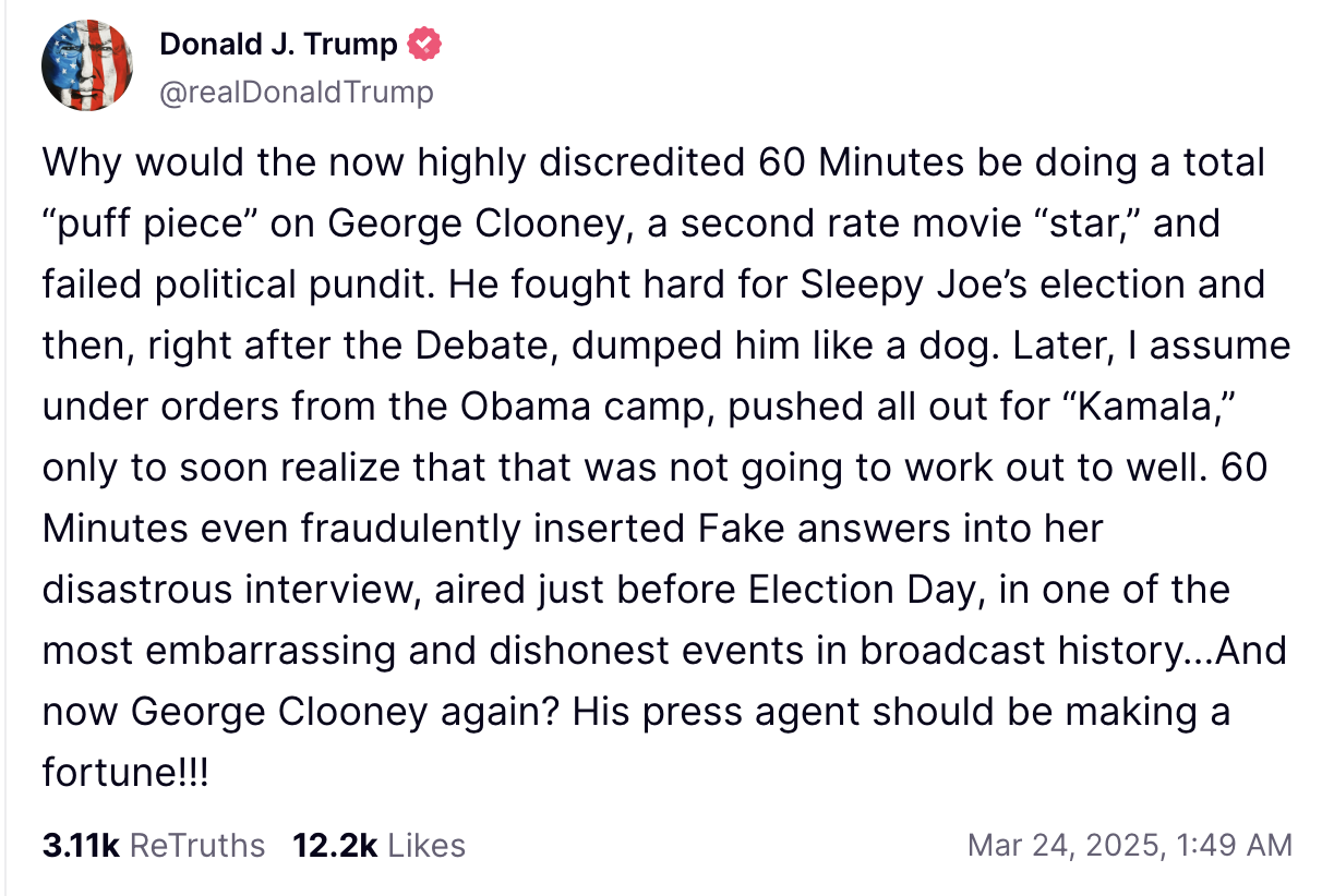 Mensaje de Trump en Truth Social Mensaje de Trump en Truth Social