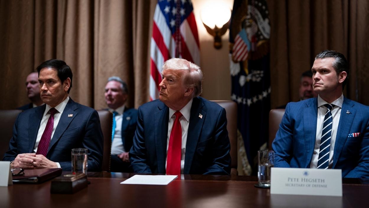 Marco Rubio, Donald Trump y Pete Hegseth. EP
