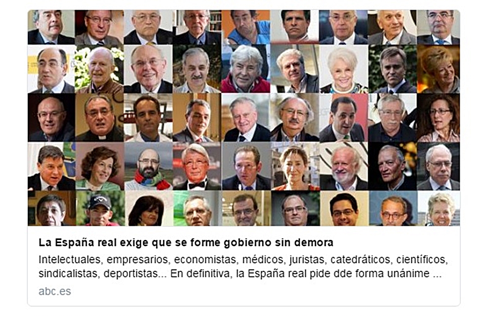 Imagen de ABC tomada de Twitter con algunos de los personajes que considera el diario como "la España real". 