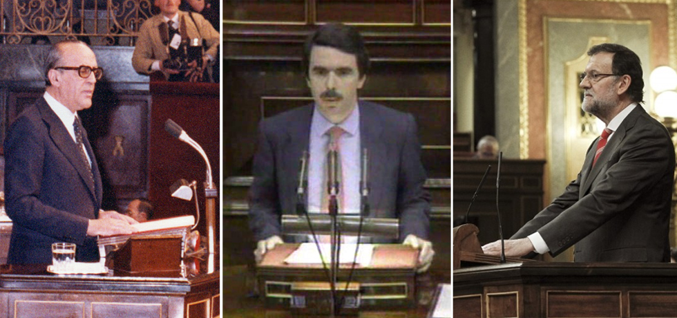 Calvo-Sotelo, Aznar y Rajoy en el Congreso en 1981, 1996 y 2016 