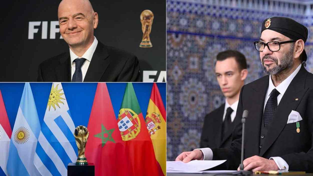 Imágenes del Rey de Marruecos y Giovanni Infantino, presidente de FIFA. Servimedia