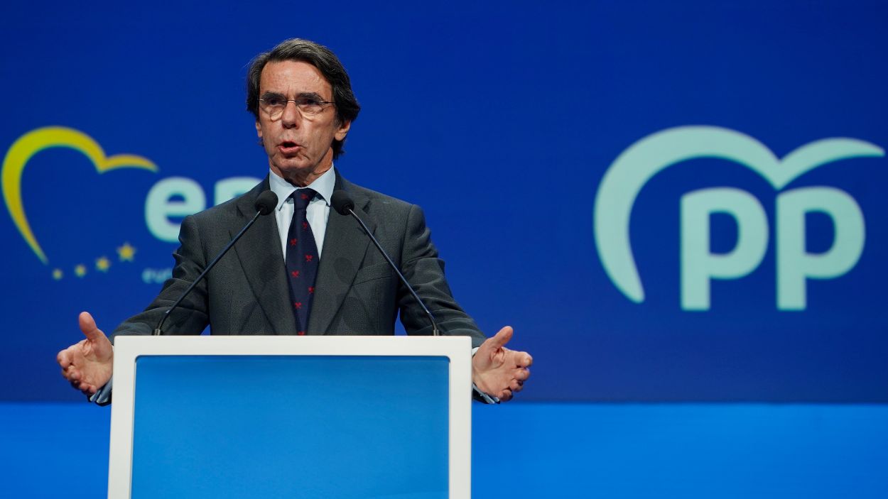 El ex presidente del Gobierno José María Aznar clausura el congreso del PPE de Valencia. EP. 