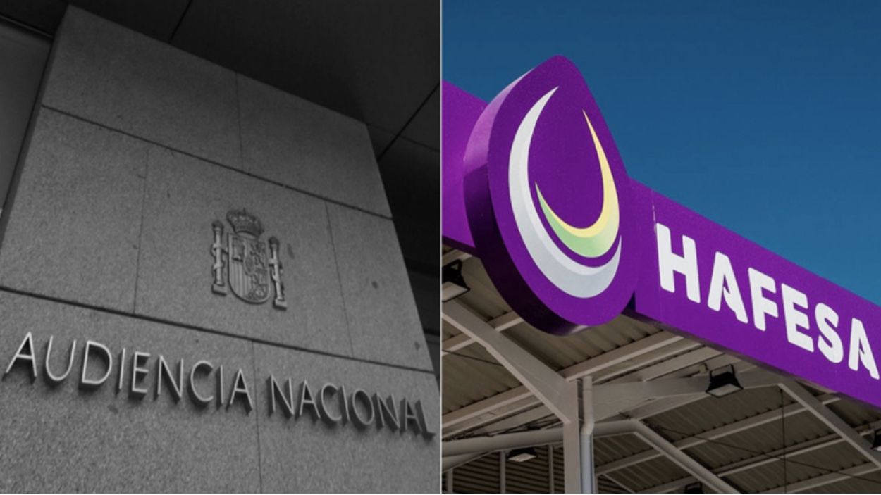 Composición de la fachada de la Audiencia Nacional y la sede de Hafesa.