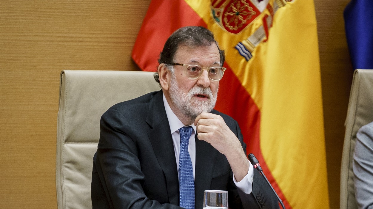 El expresidente del Gobierno Mariano Rajoy en la comisión de investigación en el Congreso de los Diputados. EP.