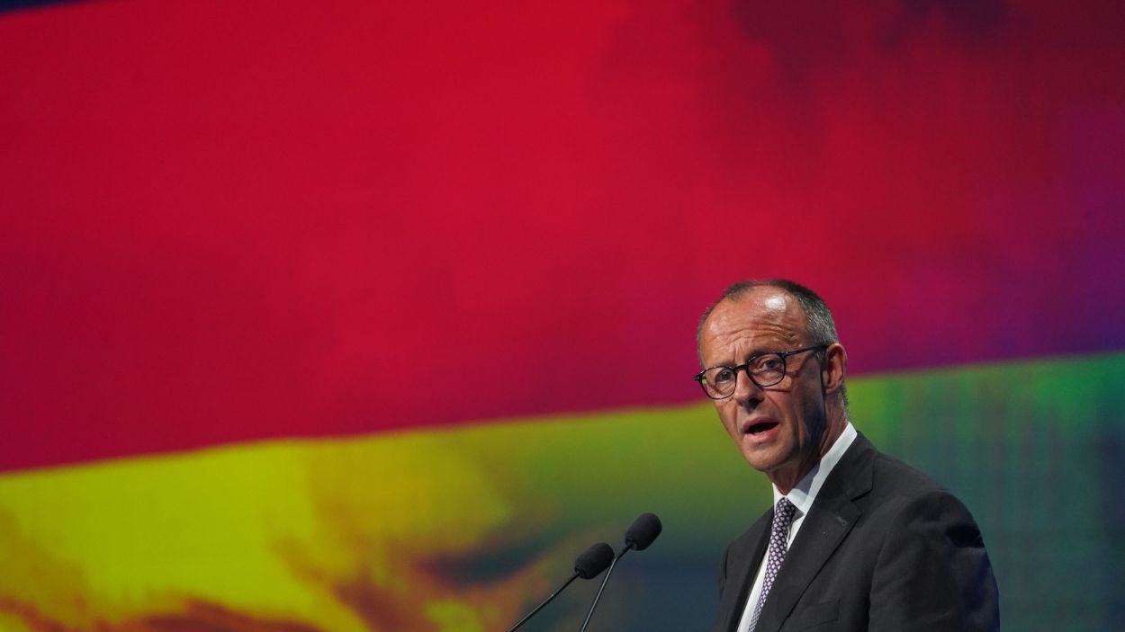 El presidente del CDU alemán, Friedrich Merz, durante el Congreso del Partido Popular Europeo (PPE). EP. 