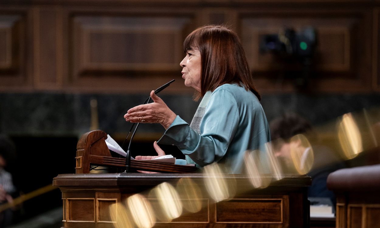 La diputada socialista Cristina Narbona en una intervención desde la tribuna del Congreso. EP.