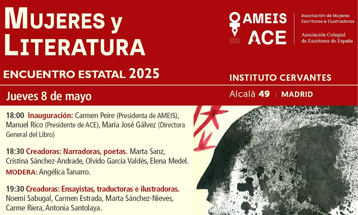Cartel oficial del 'I Encuentro Estatal de Mujeres y Literatura'. Imagen: Asociación AMEIS.