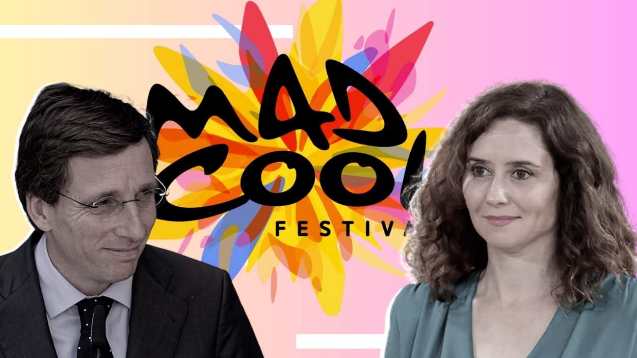 Almeida y Ayuso en un montaje propio del Mad Cool