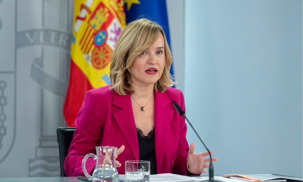 La ministra y portavoz del Gobierno central, Pilar Alegría, en rueda de prensa tras el Consejo de Ministros. EP.