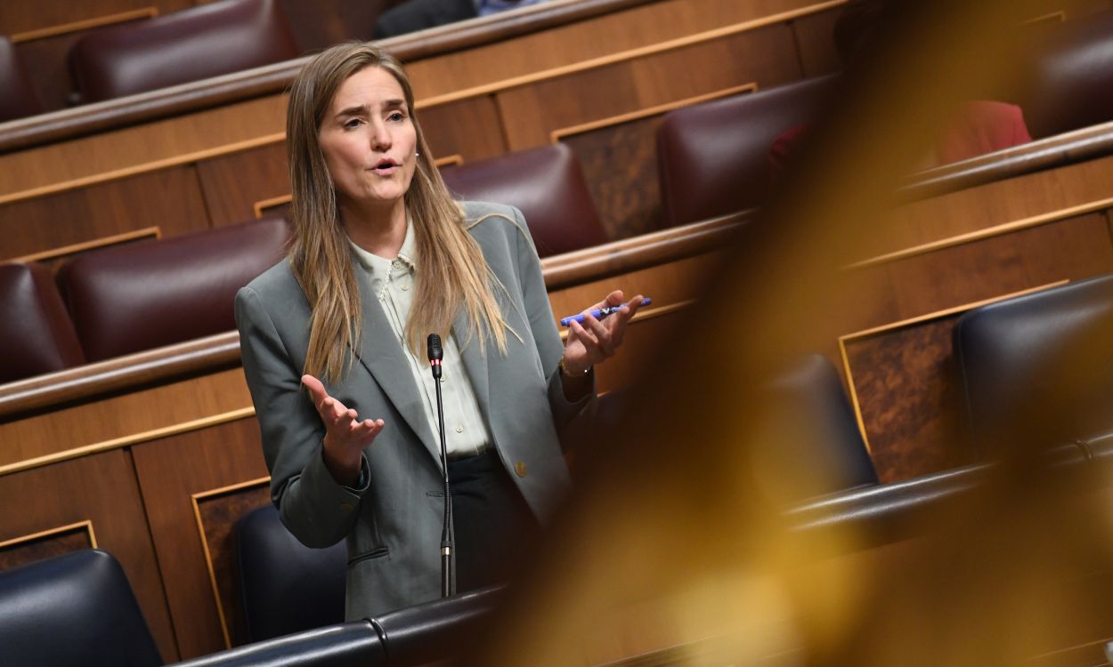 La vicepresidenta tercera y ministra de Transición Ecológica, Sara Aagesen, en el Congreso de los Diputados. EP.