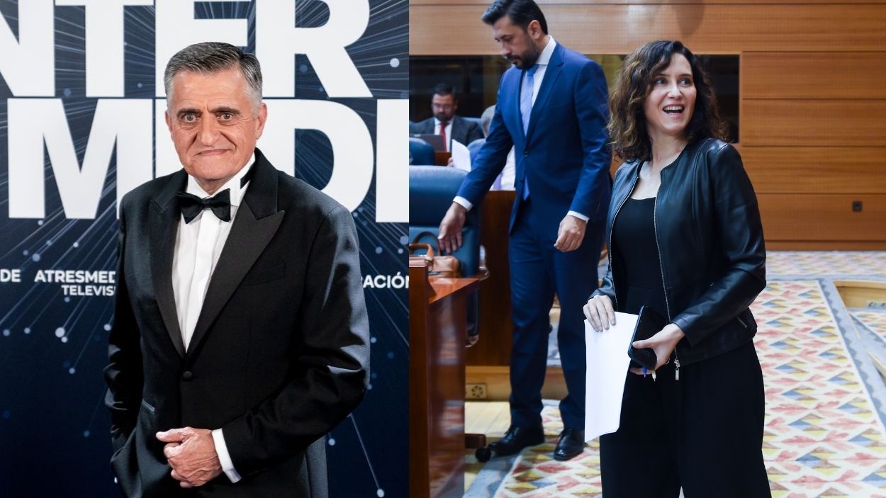 El presentador El Gran Wyoming y la presidenta de la Comunidad de Madrid, Isabel Díaz Ayuso.