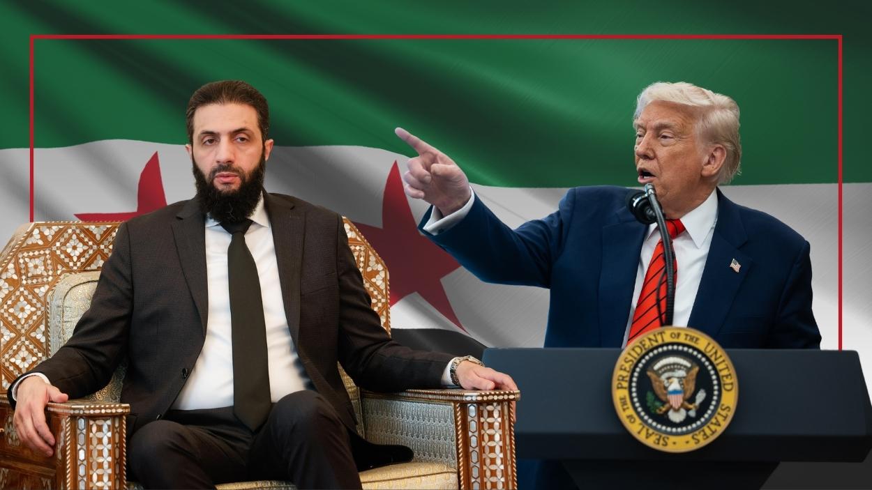 El presidente de Siria, Ahmed al Shara, y el presidente estadounidense, Donald Trump. Elaboración propia