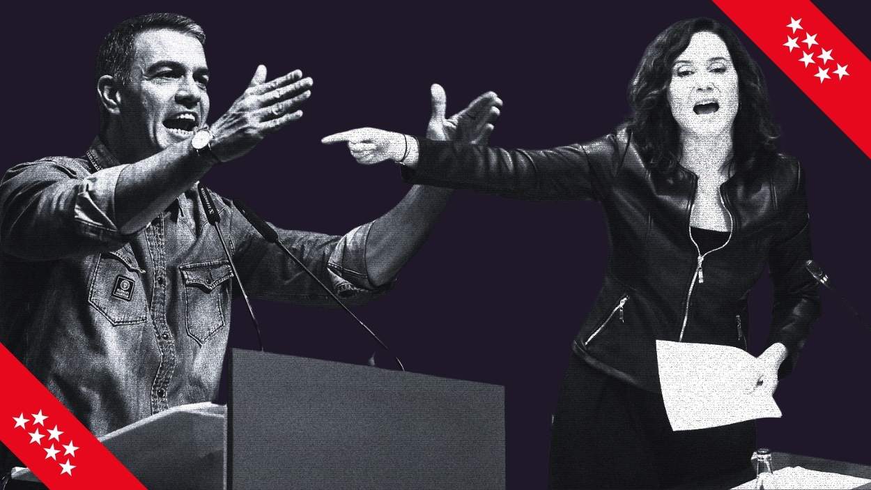 Pedro Sánchez e Isabel Díaz Ayuso. Ilustración Propia.