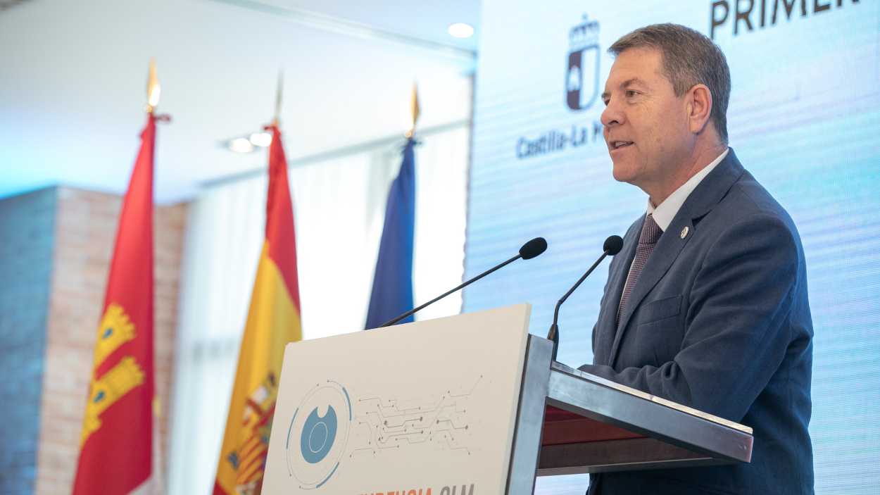Emiliano García Page durante su intervención en el I Congreso de Tecnodependencia. JCCM.