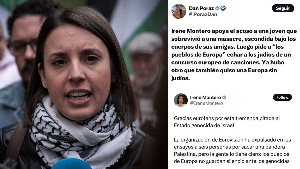 Israel acusa a Irene Montero de apoyar el acoso. Elaboración propia.