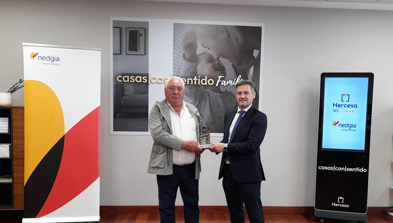 Raúl Suárez, consejero delegado de Nedgia, y Juan José Cercadillo, presidente de Hercesa, durante el acto de celebración