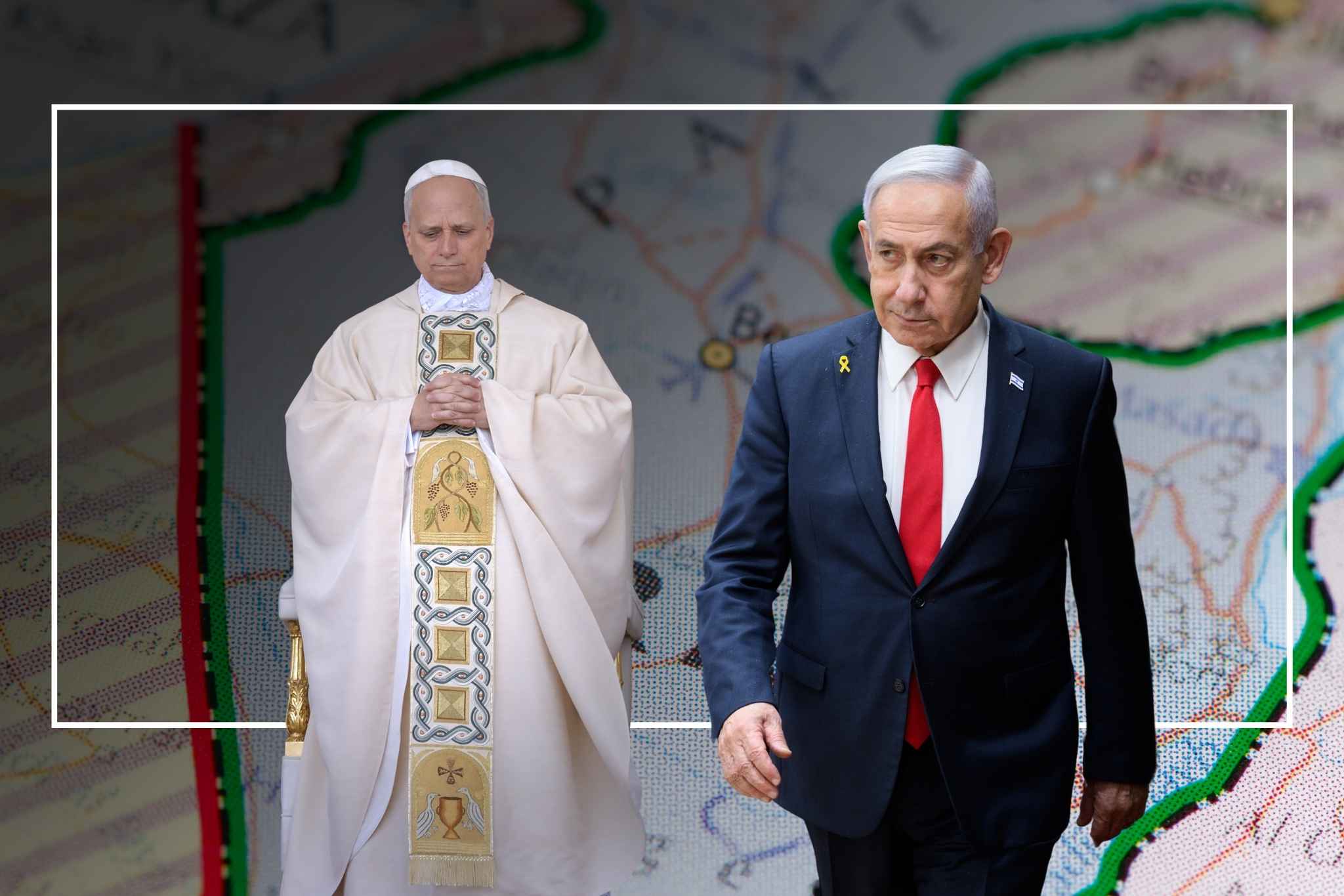 Papa León XIV y Netanyahu. Elaboración Propia