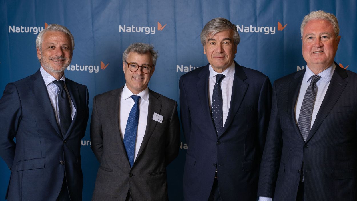 David Gallardo, Jacinto Pico, Francisco Reynés y Jordi Garcia Tabernero en la inauguración de la nueva oficina de asuntos públicos de Naturgy en Bruselas