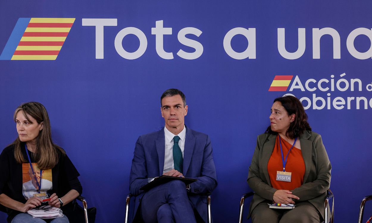 Reunión del presidente del Gobierno, Pedro Sánchez, con las víctimas de la DANA de Valencia. EP.