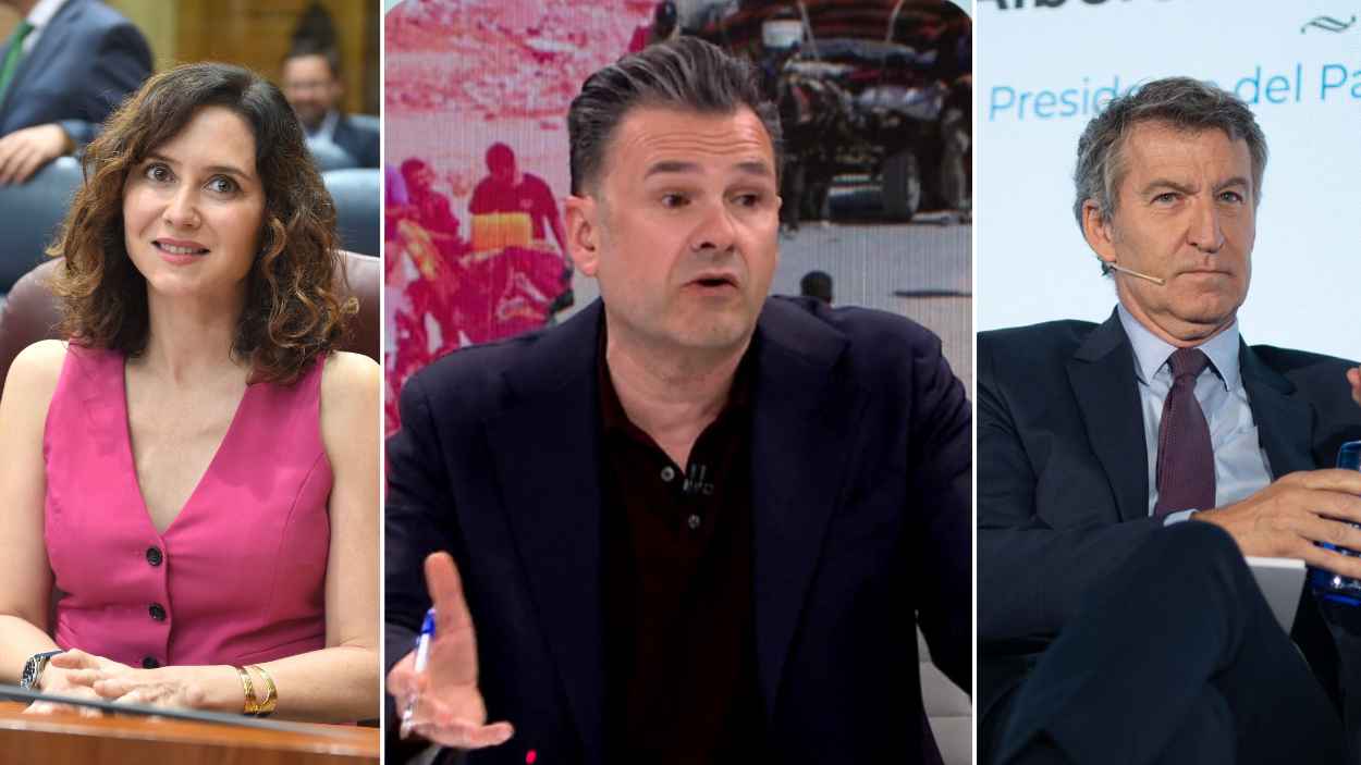 Isabel Díaz Ayuso, Iñaki López y Alberto Núñez Feijóo. Atresmedia Televisión / EP