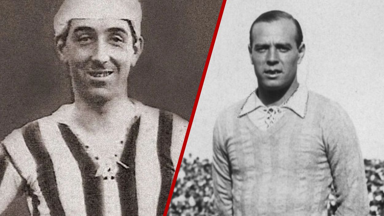 Los exjugadores de fútbol Rafael Moreno 'Pichichi' y Ricardo Zamora. Montaje de elaboración propia