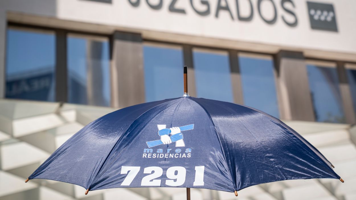 Protesta frente a los juzgados de Plaza de Castilla. EP