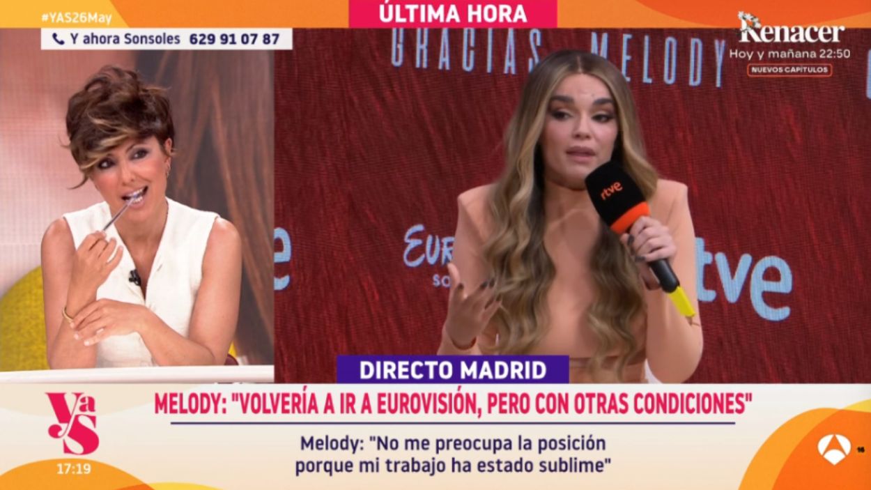 Sonsoles Ónega y Melody, en 'Y ahora, Sonsoles'. Atresmedia Televisión