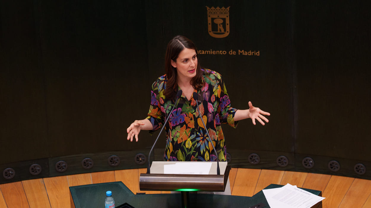 La portavoz de Más Madrid en el Ayuntamiento, Rita Maestre, durante el pleno en el Ayuntamiento de Madrid. EP.