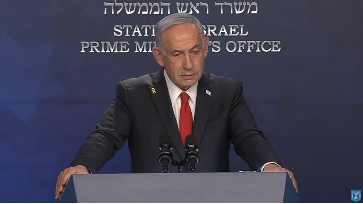 Netanyahu en una rueda de prensa. Oficina del primer ministro de Israel 