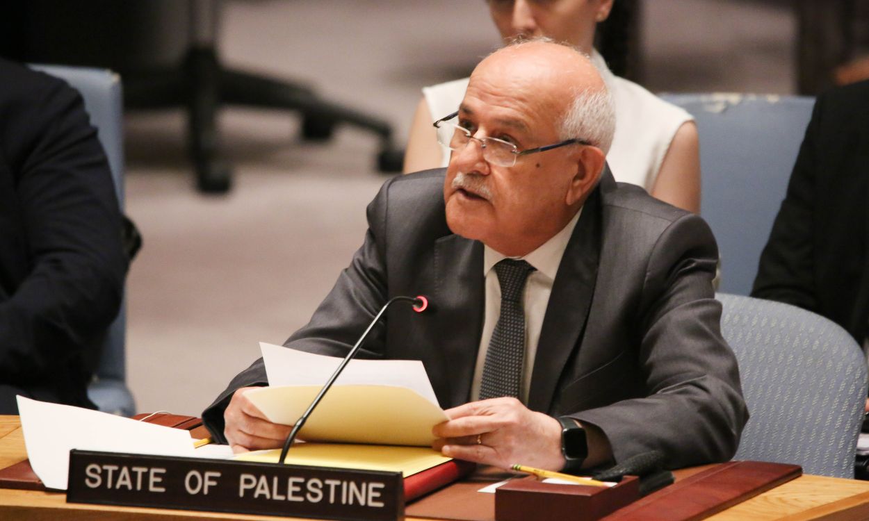 El máximo representante de Palestina en Naciones Unidas, Riyad Mansour, en Nueva York. EP.