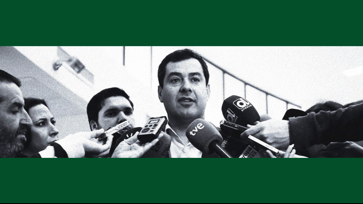 Presidente de la Junta de Andalucía juan Manuel Moreno Bonilla. Ilustración Propia.