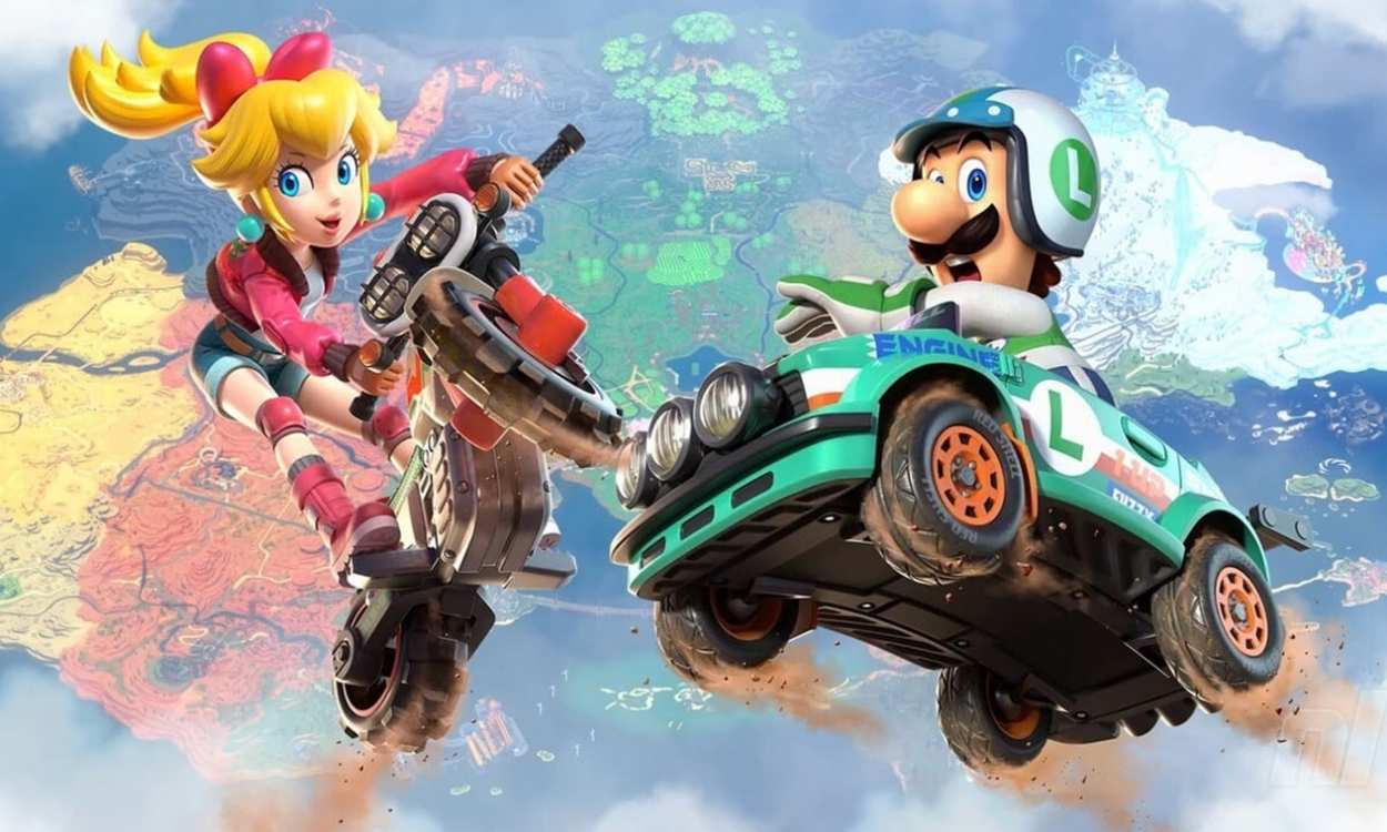 La princesa Peach y Luigi en el juego Mario Kart World de Switch 2