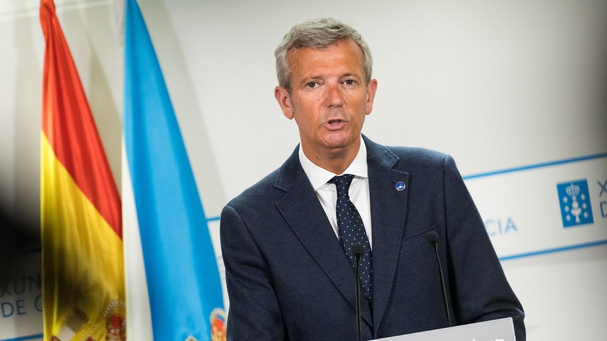 El presidente de la Xunta de Galicia, Alfonso Rueda, en una comparecencia. EP.