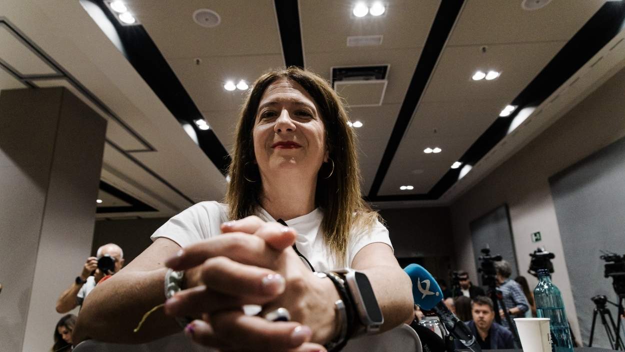 La exmilitante socialista Leire Díez durante una rueda de prensa, en el Hotel Novotel. EP.