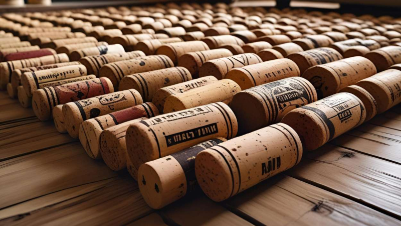 Una alfombra hecha con corchos de vino Una alfombra hecha con corchos de vino
