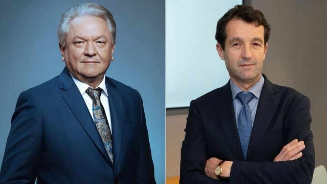 Armin Papperger, presidente de Rheinmetall, y Ángel Escribano, presidente de Indra