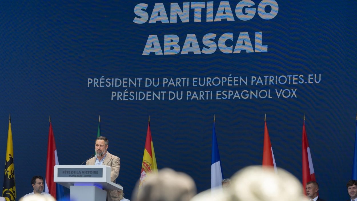 Santiago Abascal en la cumbre de Patriotas. Vox