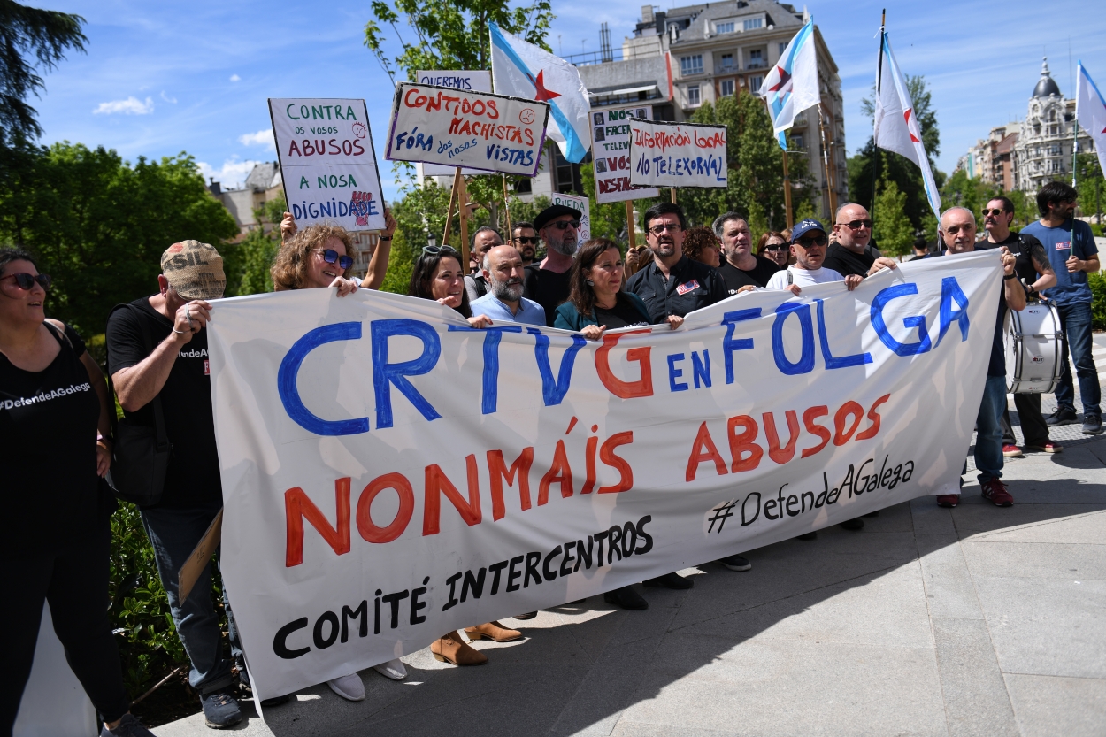 Imagen de una de las protestas de los trabajadores de la CRTVG en Madrid (Foto: Europa Press / Archivo).