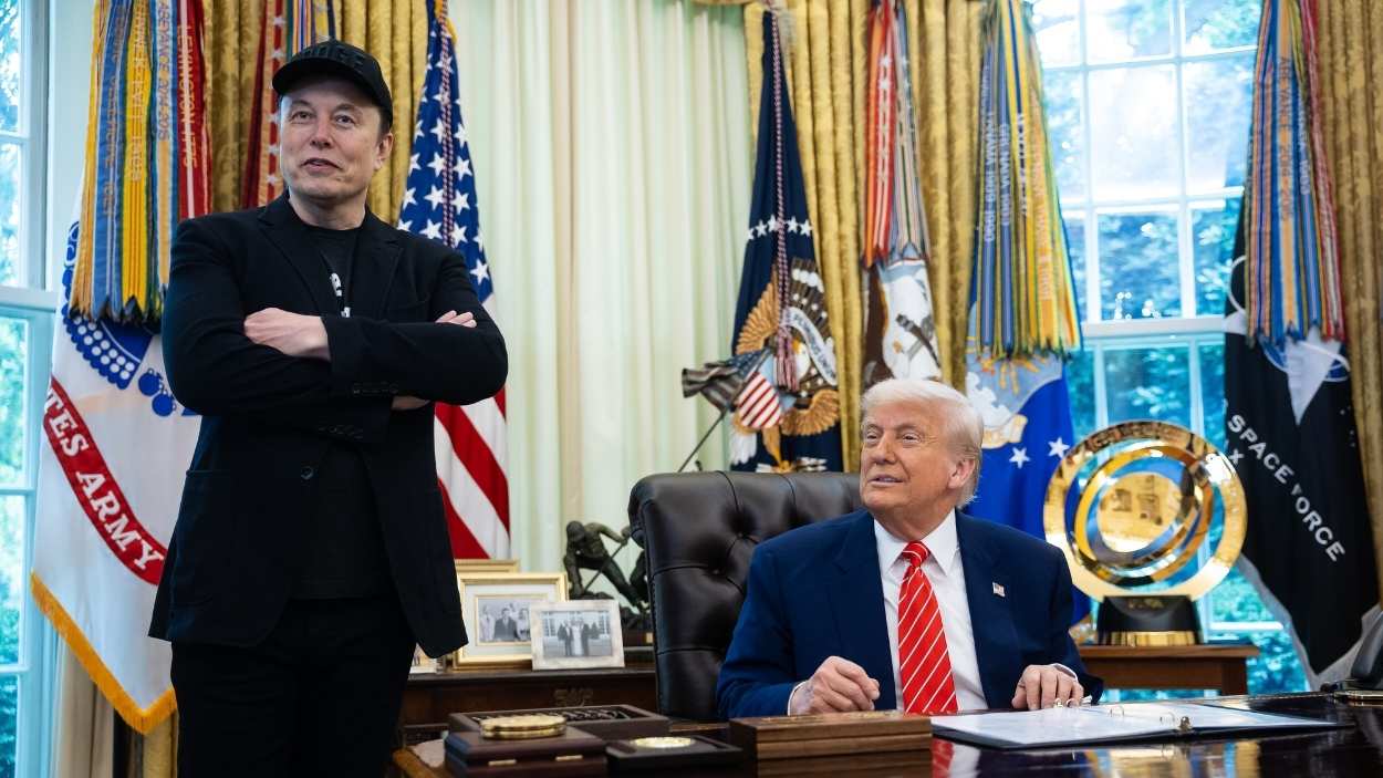 Donald Trump y Elon Musk en la rueda de prensa de despedida de Musk. EP