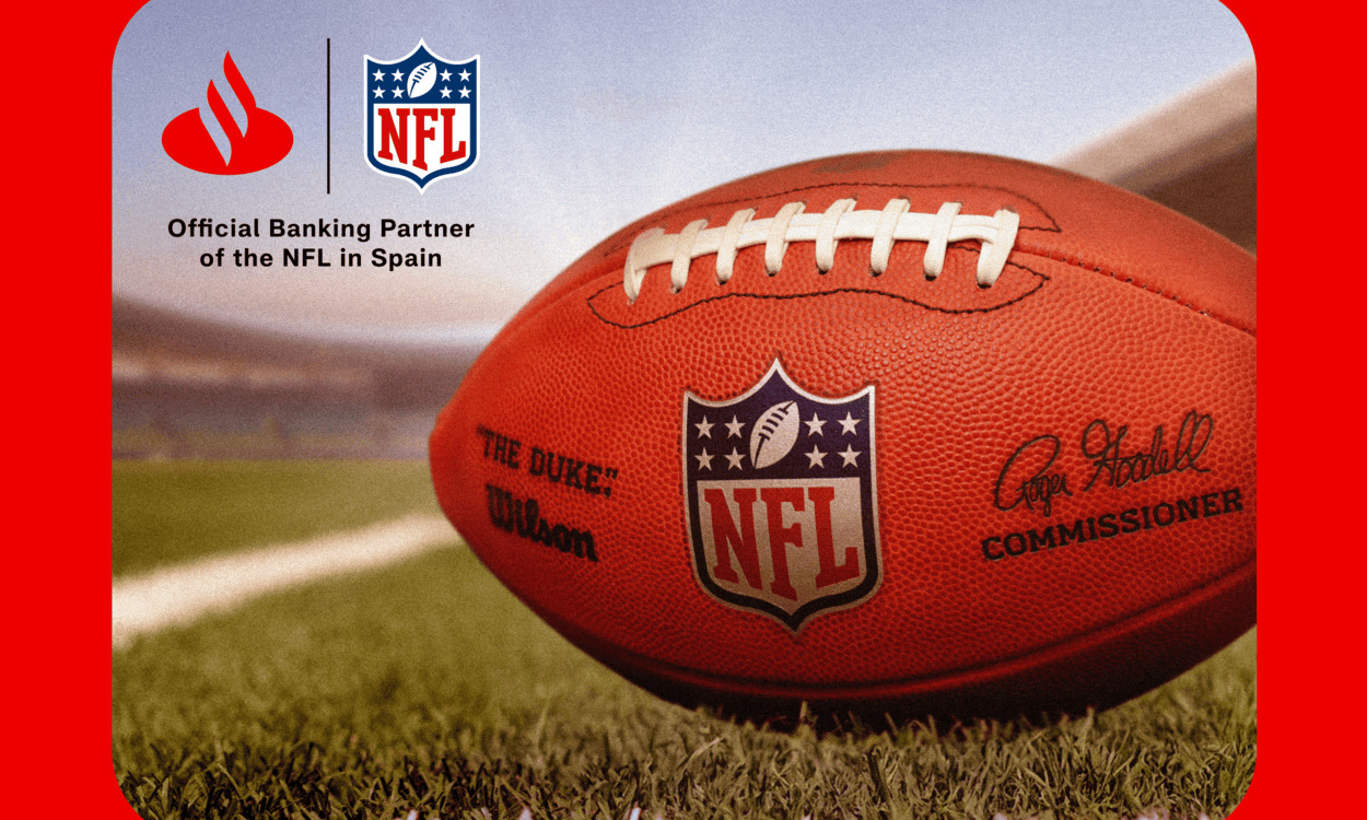 Santander, banco oficial de la liga de fútbol americano (NFL) en España . Banco Santander