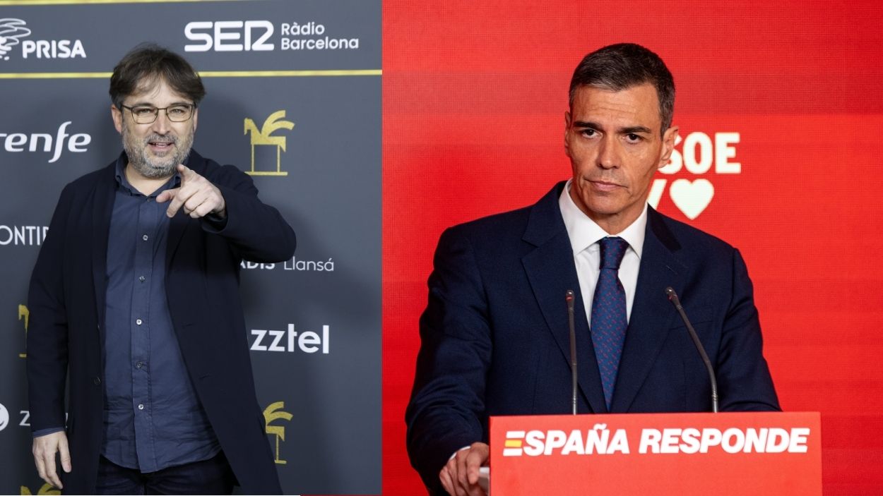 El presentador Jordi Évole y el presidente del Gobierno y Secretario General del PSOE, Pedro Sánchez. EP.