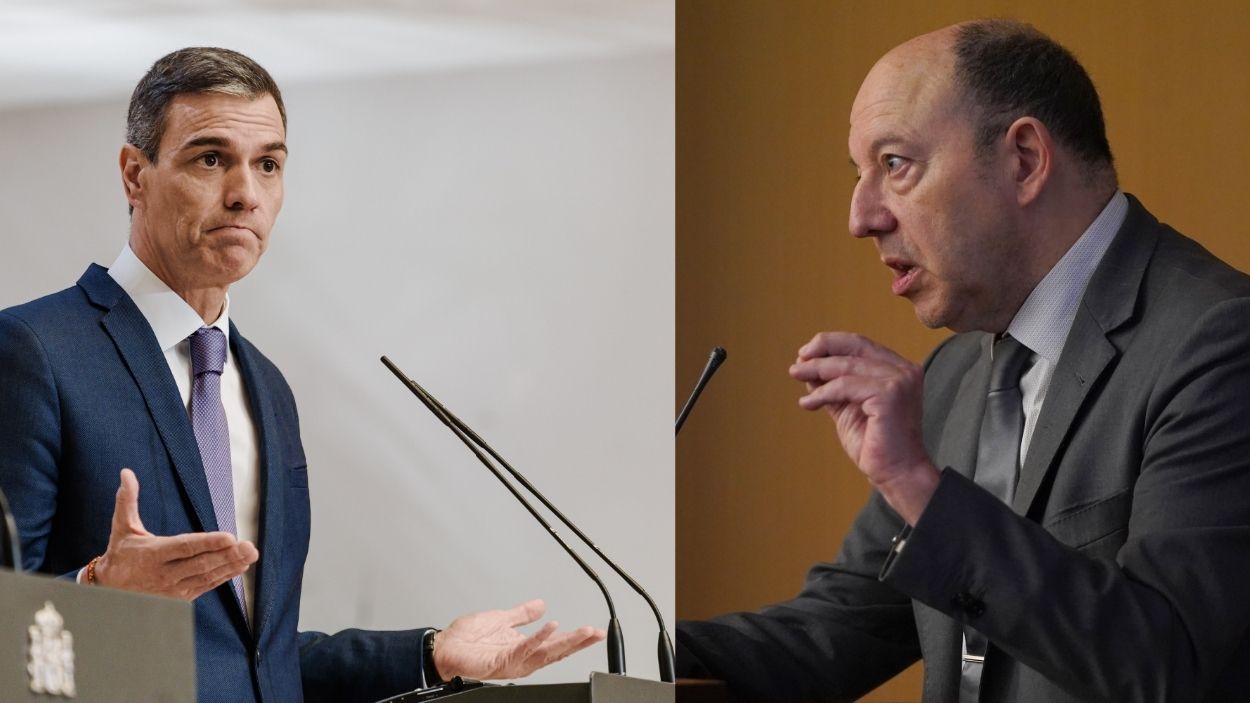 El presidente del Gobierno, Pedro Sánchez, y el economista y tertuliano Gonzalo Bernardos. EP.