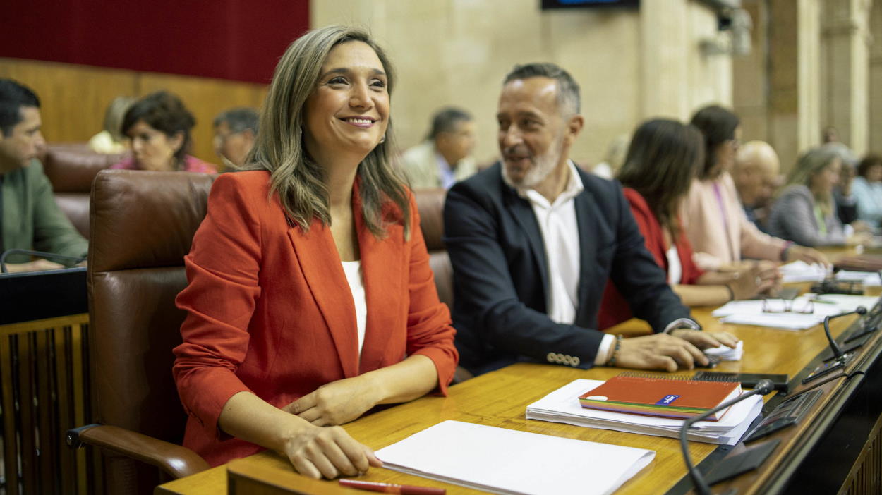 La vicesecretaria general del PSOE de Andalucía y portavoz del Grupo Socialista en el Parlamento andaluz, María Márquez, durante la celebración de un pleno.