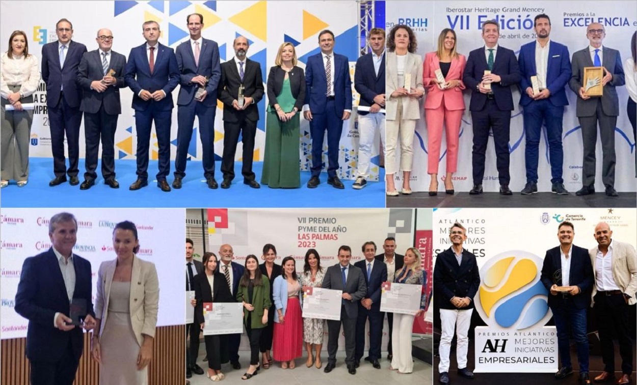Varias imágenes de los premios empresariales que se entregan para reconoce e impulsar la excelencia, innovación y sostenibilidad del tejido económico de Canarias