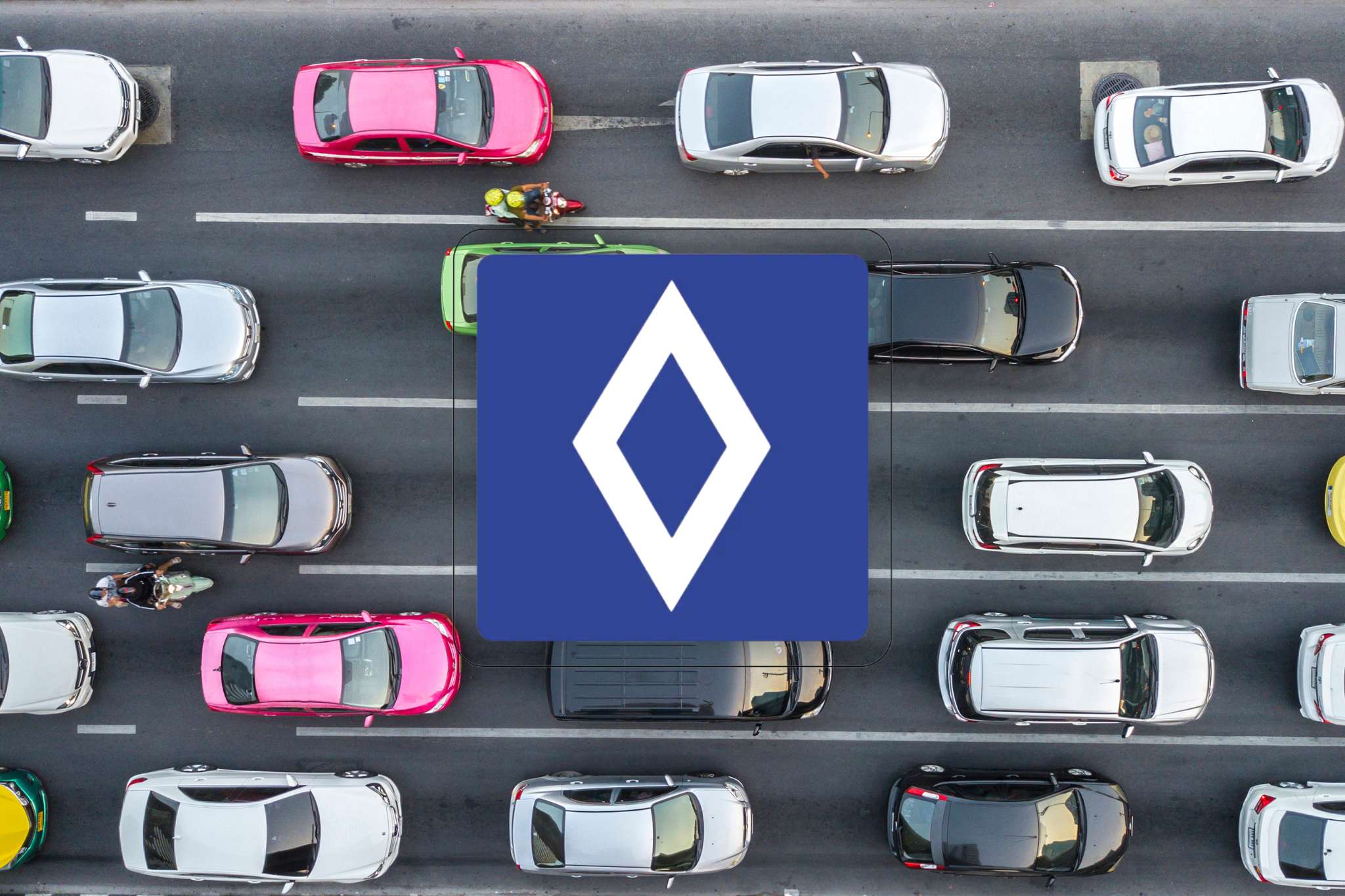 Señal en forma de diamante para coches de alta ocupación