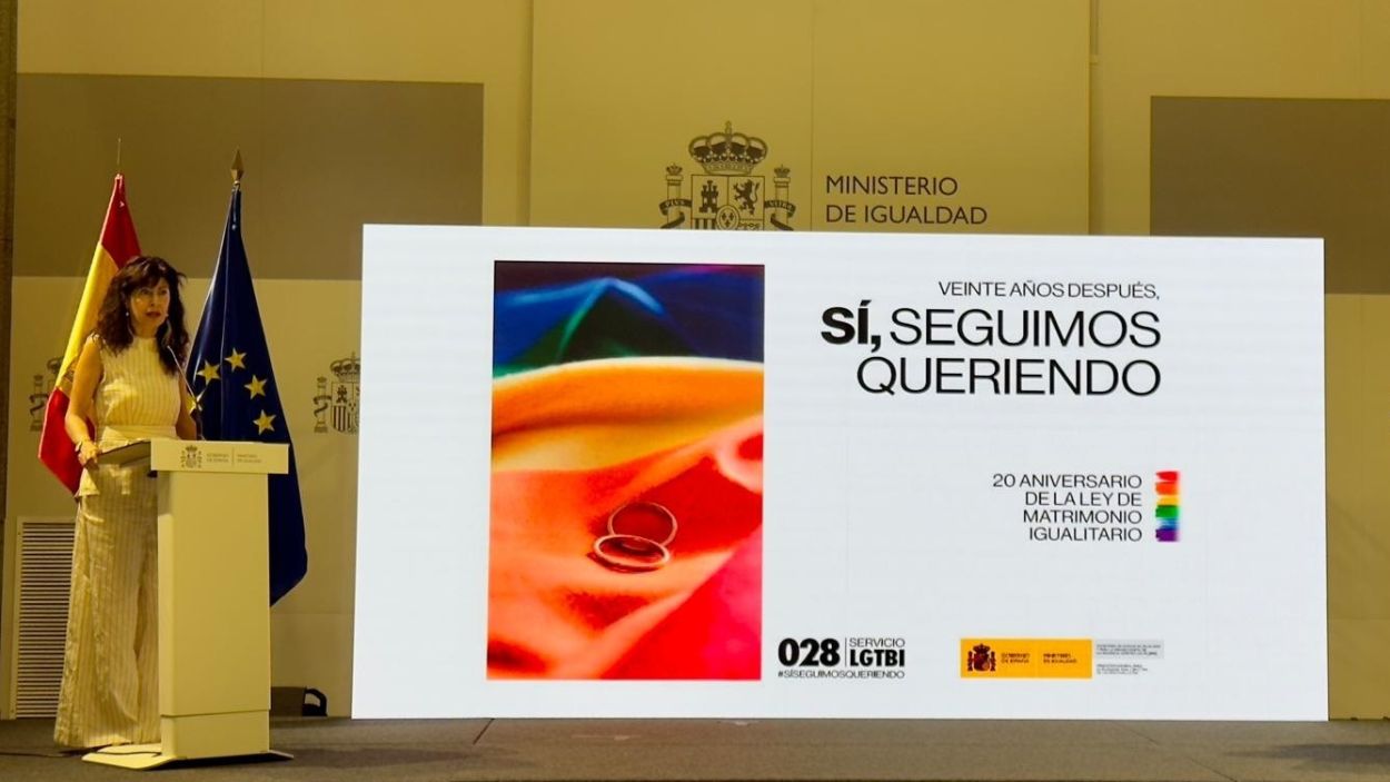 Presentación de la campaña del Ministerio de Igualdad sobre el 20 aniversario de la Ley del Matrimonio Igualitario. EP.