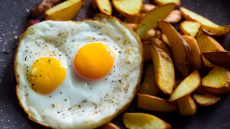 Huevos fritos con patatas fritas Huevos fritos con patatas fritas
