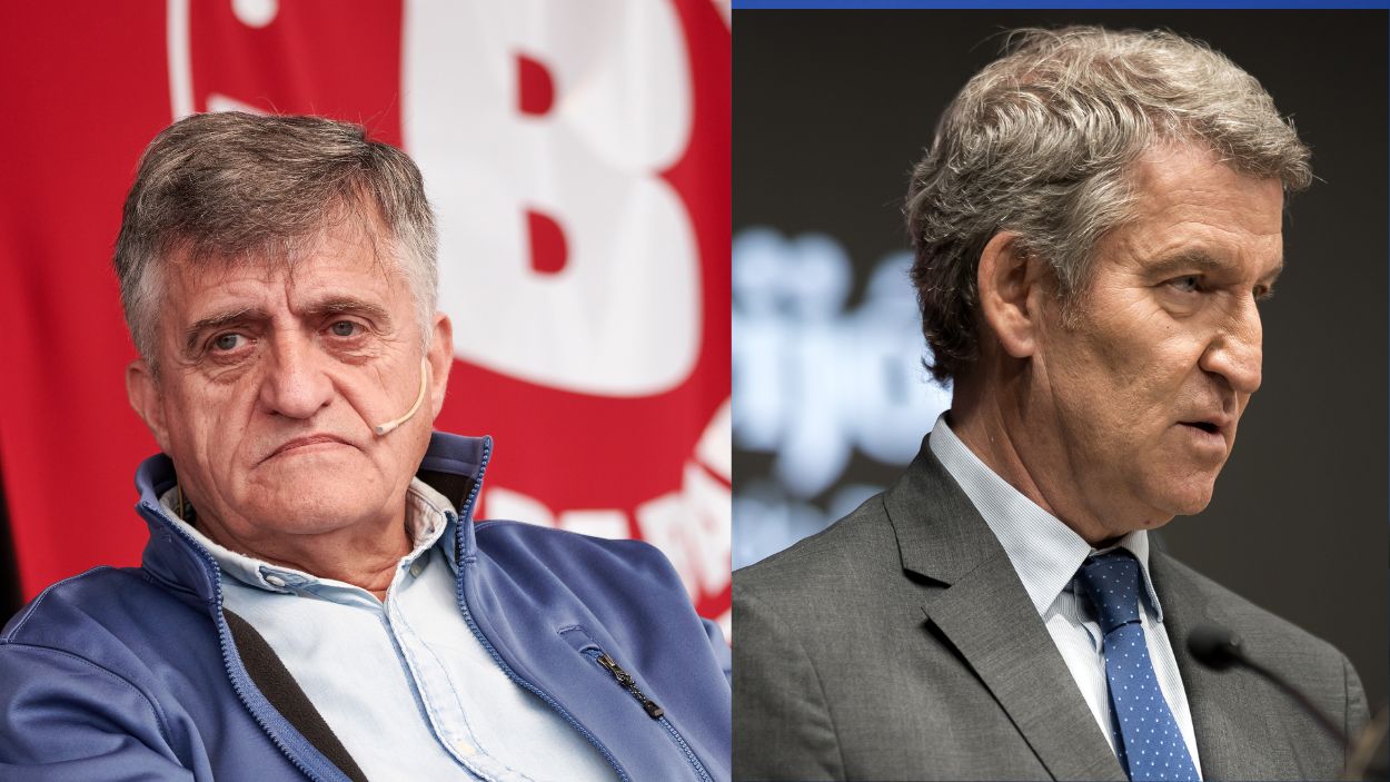 El Gran Wyoming y el presidente del PP, Alberto Núñez Feijóo. EP.