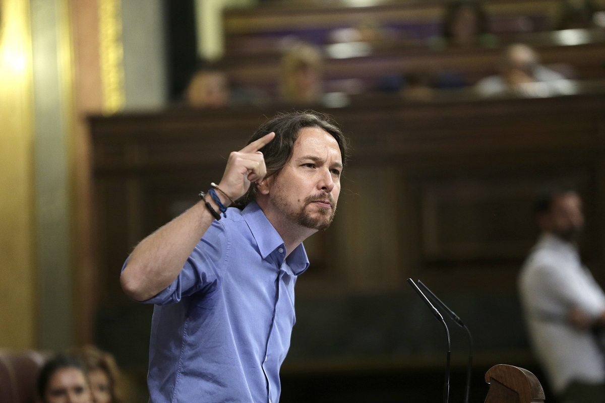 El líder de Podemos, Pablo Iglesias, en el Congreso de los Diputados