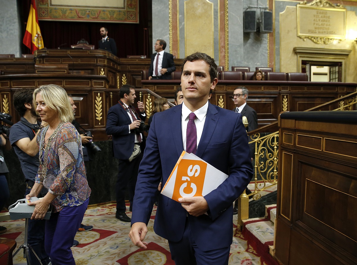 Albert Rivera durante la sesión de investidura de Mariano Rajoy